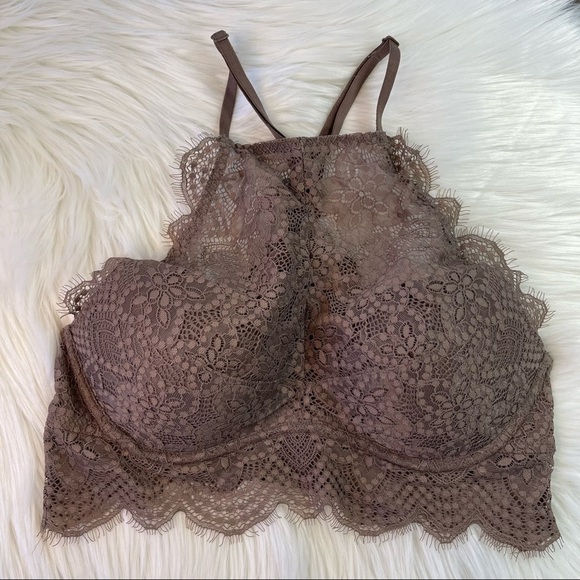Pink Victoria’s Secret Lace High Neck Push-up Bralette small - Picture 12 of 13